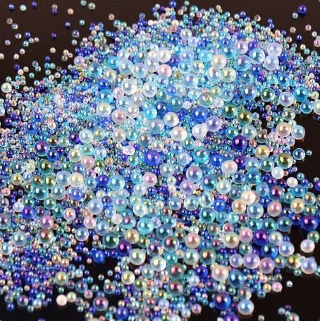 Beads - 2mm - Caviar Glass - Blue Mix