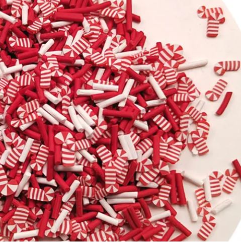 Polymer Clay - Candy Cane Red & White Christmas Mix
