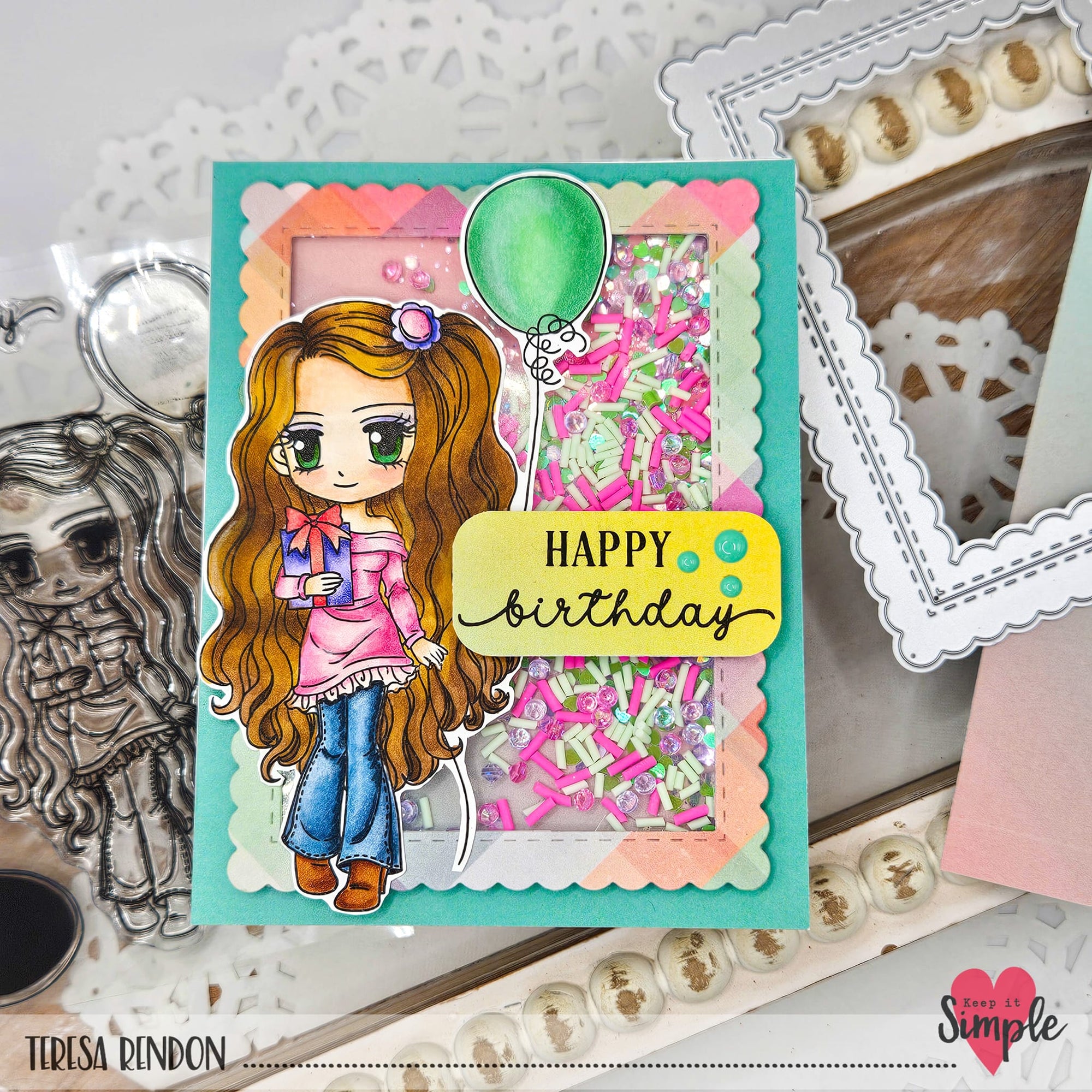 Make a shaker card with Sprinkles and Art By Mi Ran