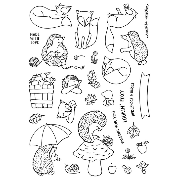 Autumn Charm - Stamp - Collection - Fox &amp; Hedgehog 6x8
