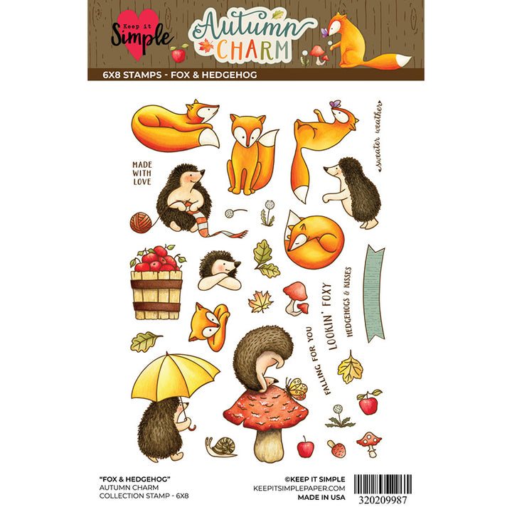 Autumn Charm - Stamp - Collection - Fox &amp; Hedgehog 6x8