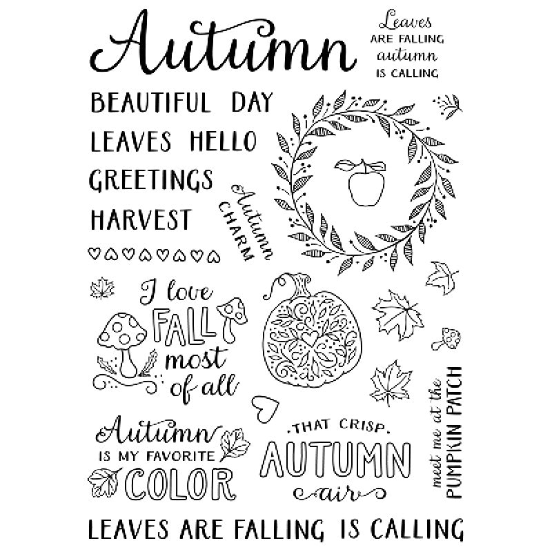 Autumn Charm - Stamp - Sentiment - 6x8 Autumn
