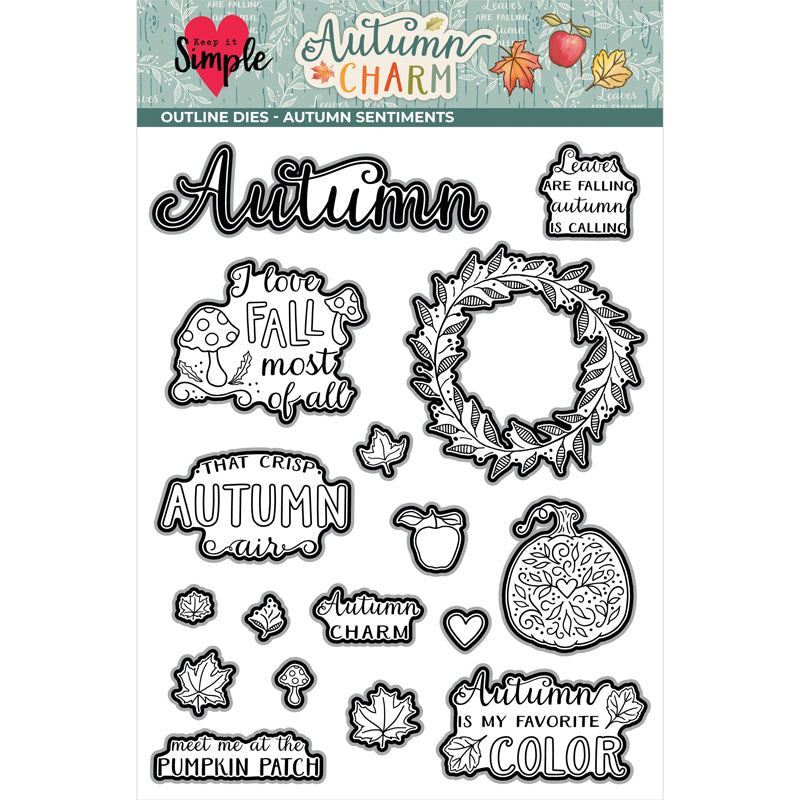 Autumn Charm - Outline Die - Autumn Sentiments