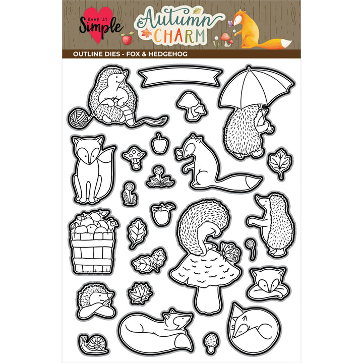 Autumn Charm - Outline Die - Fox &amp; Hedgehog