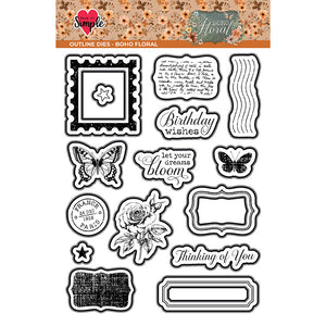 Boho Floral Outline Metal Die Set