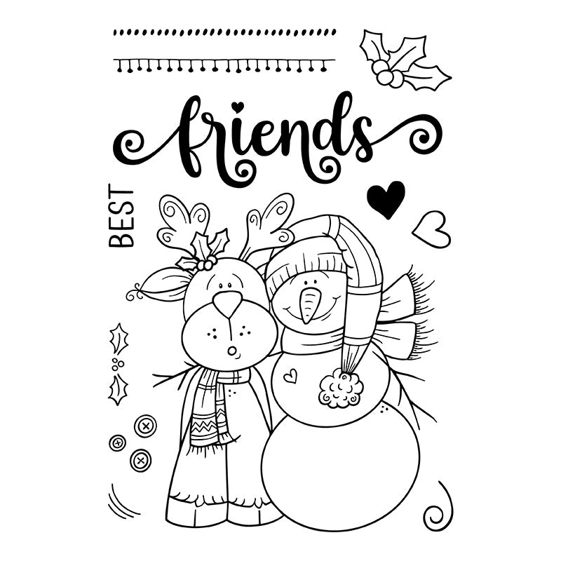 Bizzy Hands - Stamp - Reindeer and Big Snowman