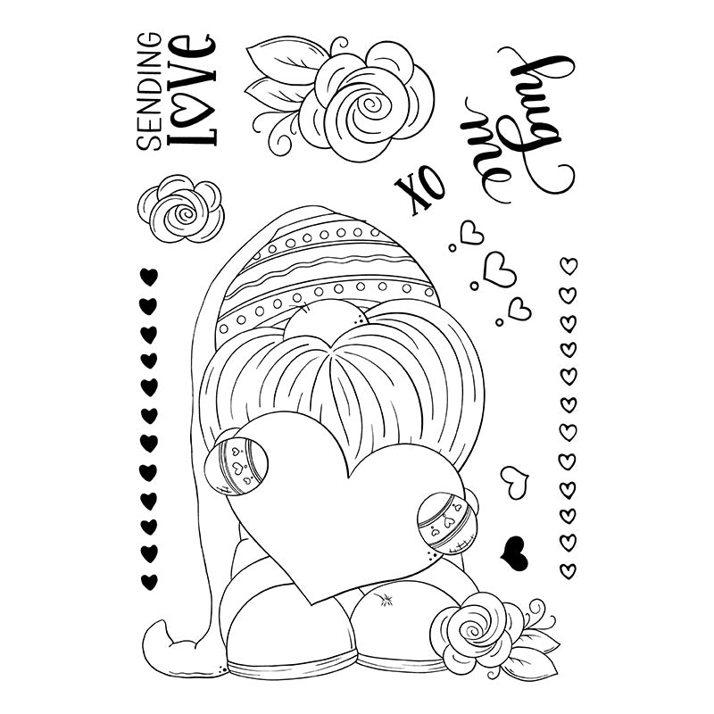 Bizzy Hands - Stamp - Valentine Gnome Rose