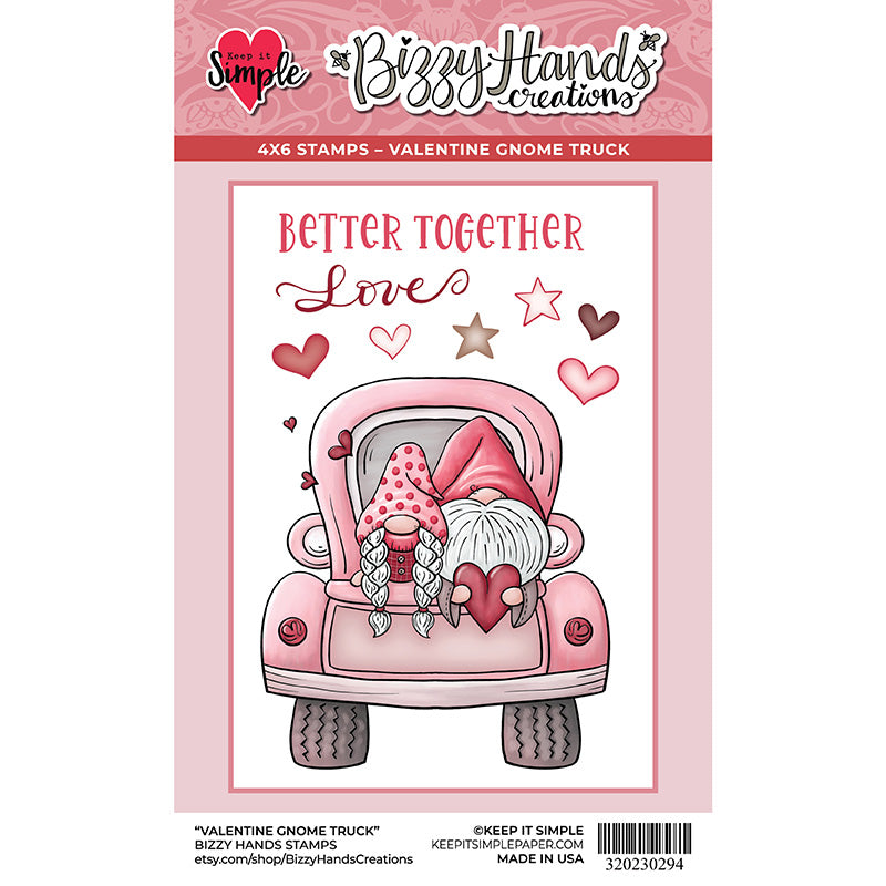 Bizzy Hands - Stamp - Valentine Gnome Truck