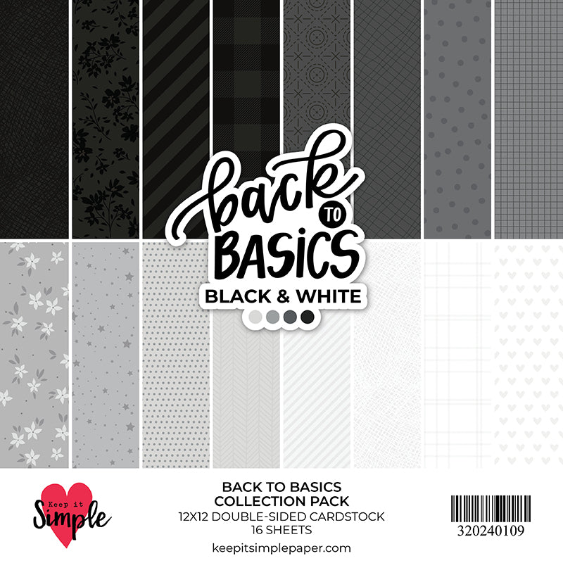 Back To Basics - 12x12 Paper - Black &amp; White
