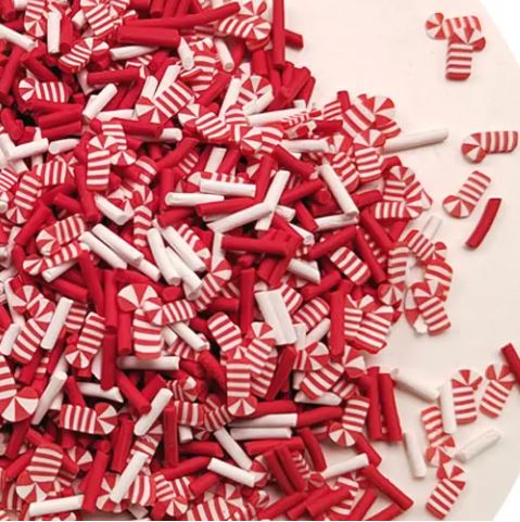 Polymer Clay - Candy Cane Red &amp; White Christmas Mix