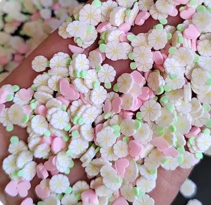 Polymer Clay - White Daisy's & Pink Hearts