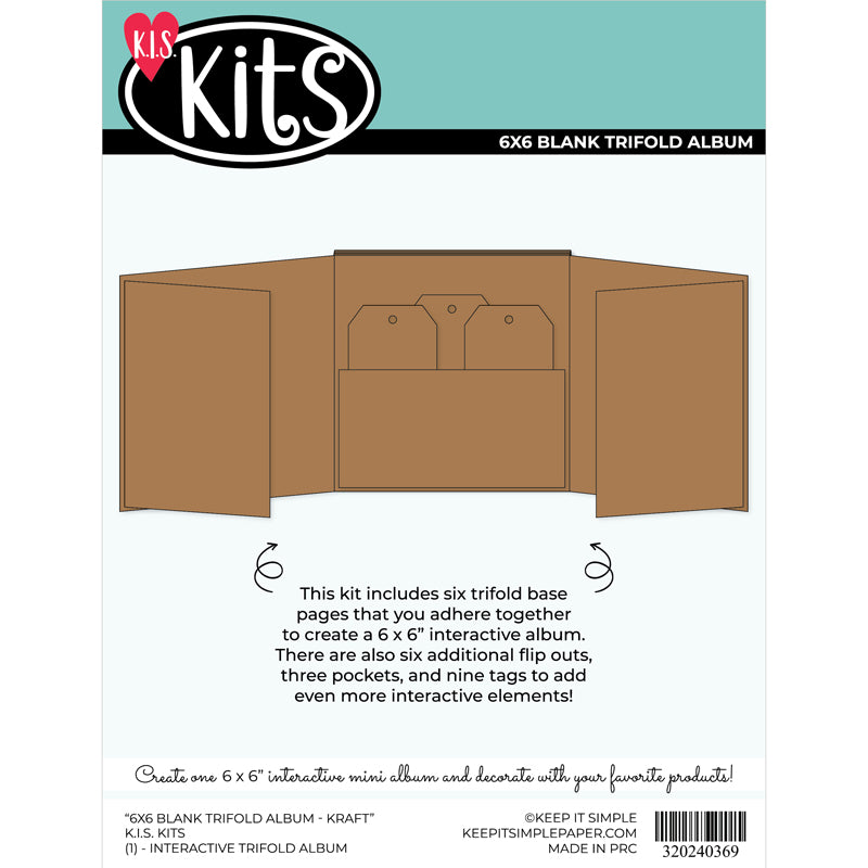 KIS Kit - 6x6 Blank Trifold Album - Kraft
