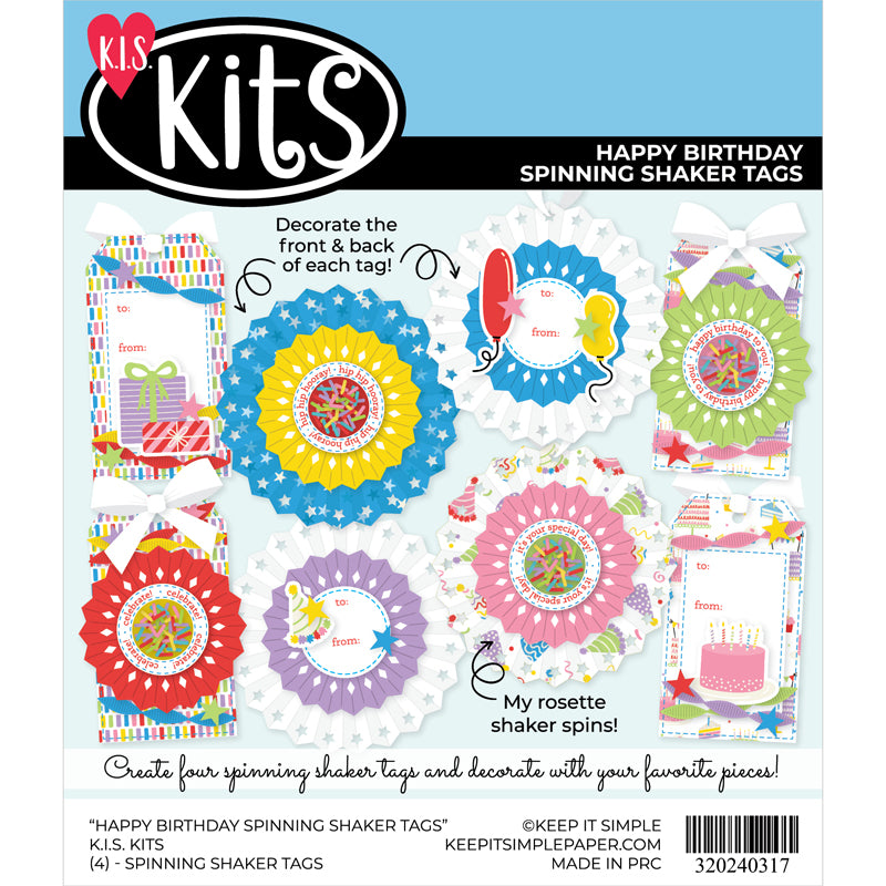 Happy Birthday Spinning Shaker Tags Kit