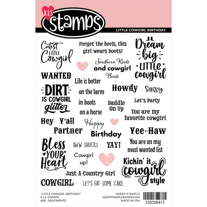 Little Cowgirl Birthday - Sentiment Stamp - 6x8 - Back in Stock Soon!