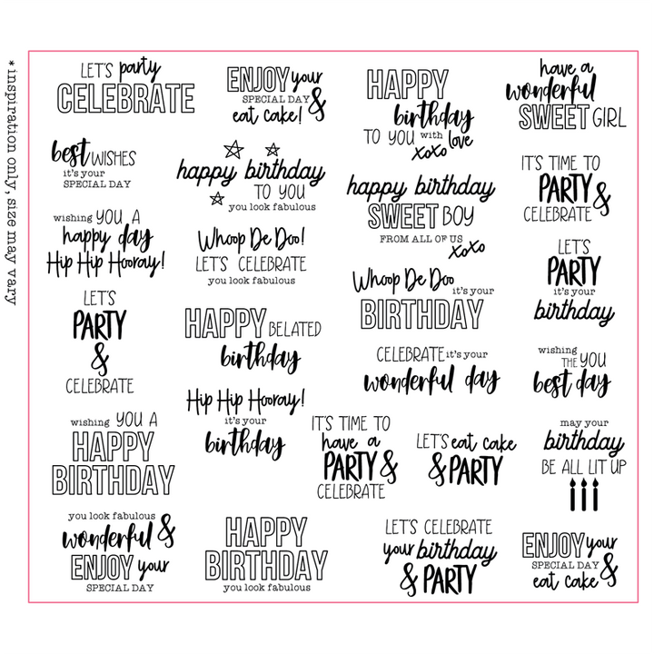 Back To Basics - Sentiment Stamp - Birthday