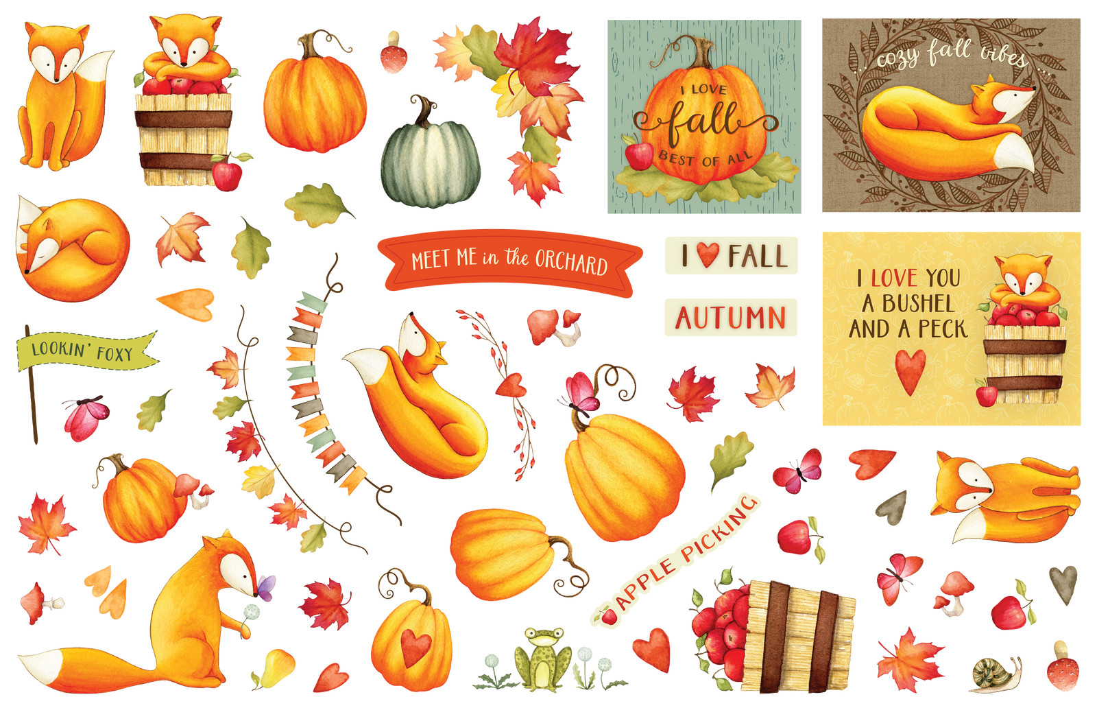 Autumn Charm - Die Cut Pieces - Foxes