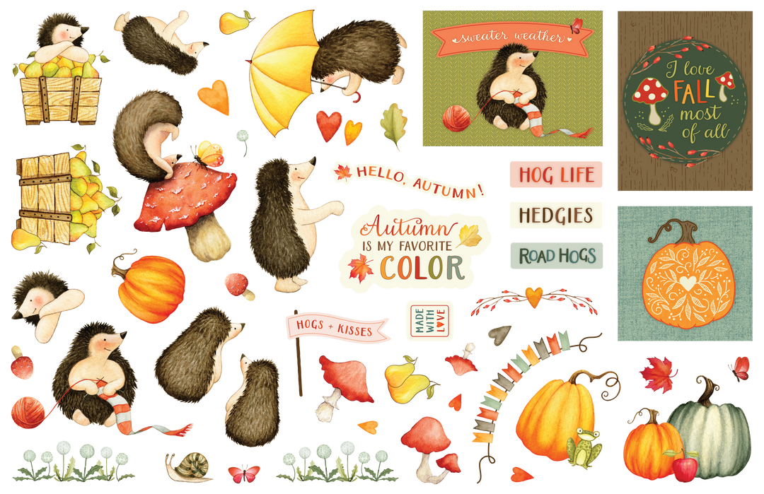 Autumn Charm - Die Cut Pieces - Hedgehogs