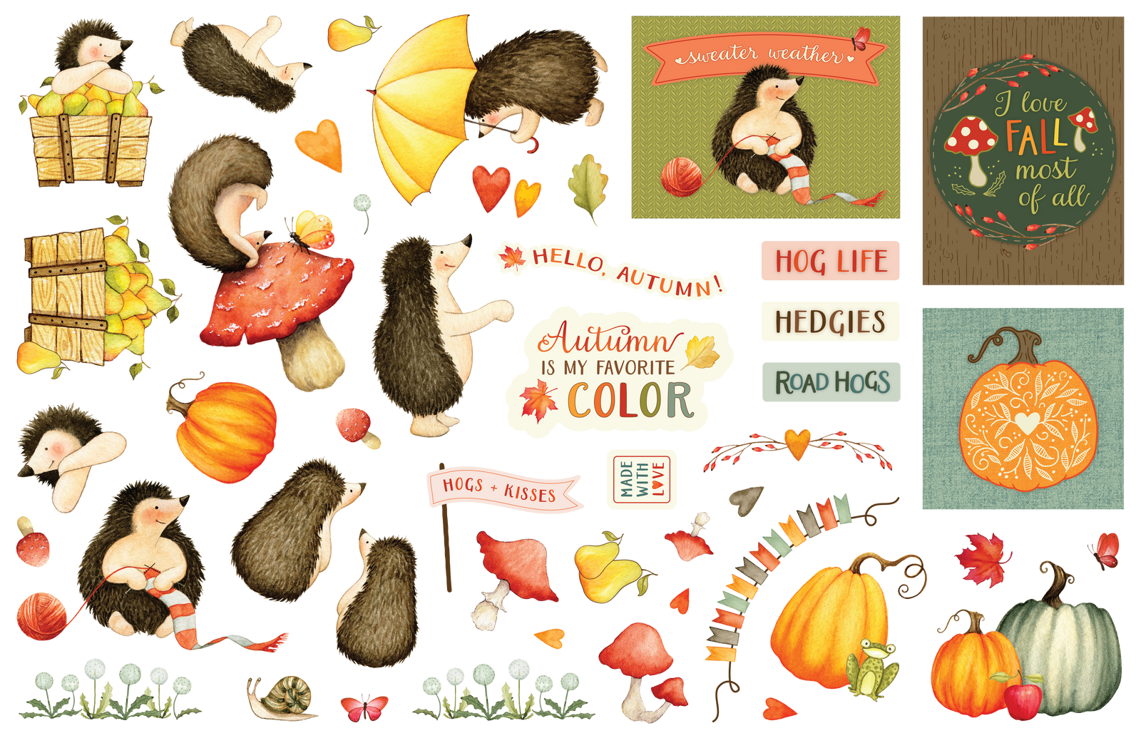 Autumn Charm - Die Cut Pieces - Hedgehogs