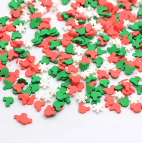 Polymer Clay - Mickey Snowflake Red & Green