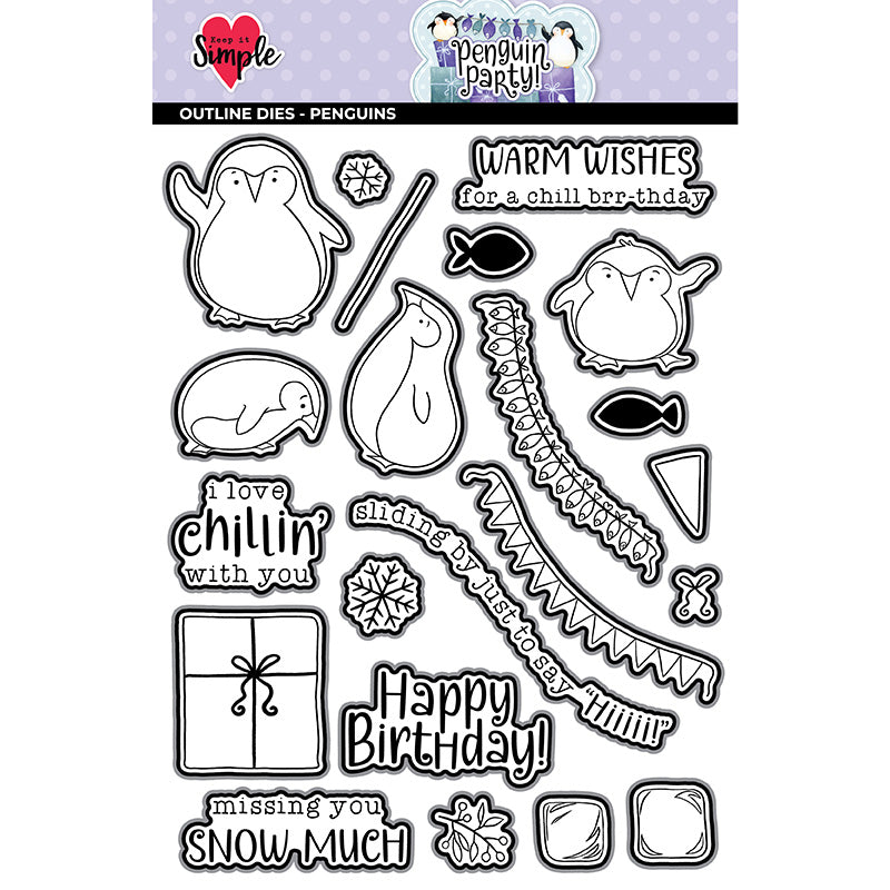 Penguin Party - Outline Die - Penguins