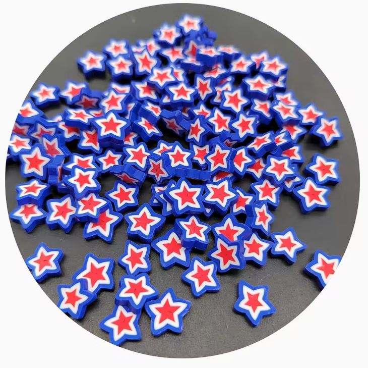 Polymer Clay - RWB Tri-Colored Stars