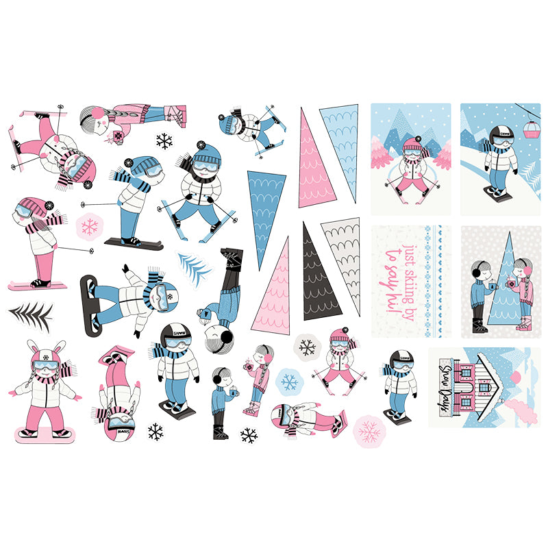Ski Resort - Die Cut Pieces - Skiers &amp; Snowboarders
