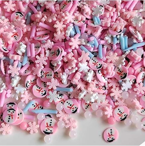 Polymer Clay - Snowmen with Pink &amp; Blue Mix