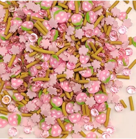 Polymer Clay - Pink Strawberry & Jewels