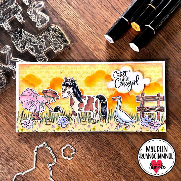 Little Cowgirl Birthday - Sentiment Stamp - 6x8 - Back in Stock Soon!
