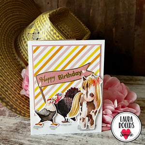 Little Cowgirl Birthday - Sentiments Stamp - 6x8