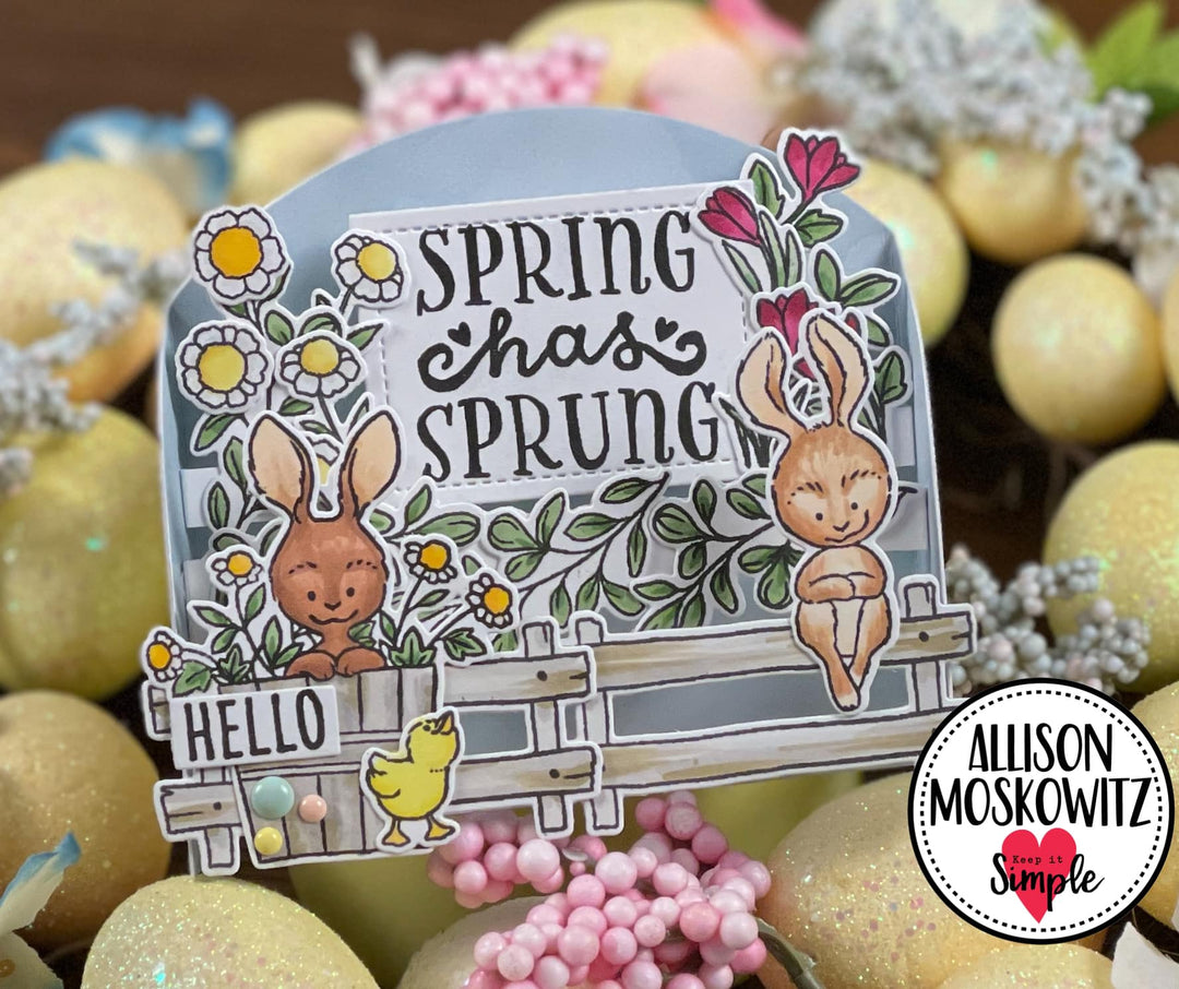 Bunny Season - Sentiments Stamp - 6x8 Spring