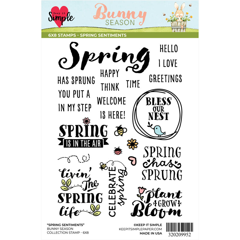 Bunny Season - Sentiments Stamp - 6x8 Spring