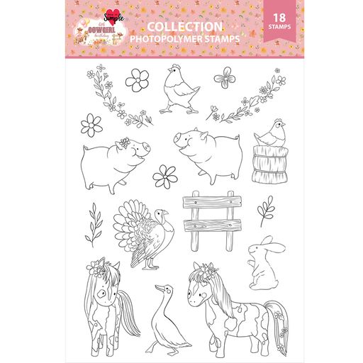 Little Cowgirl Birthday - Party Animals Stamp - 6x8