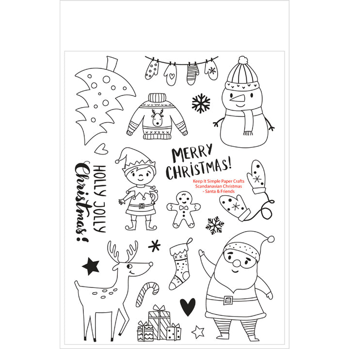 Scandinavian Christmas - Santa &amp; Friends - 6x8 Stamp