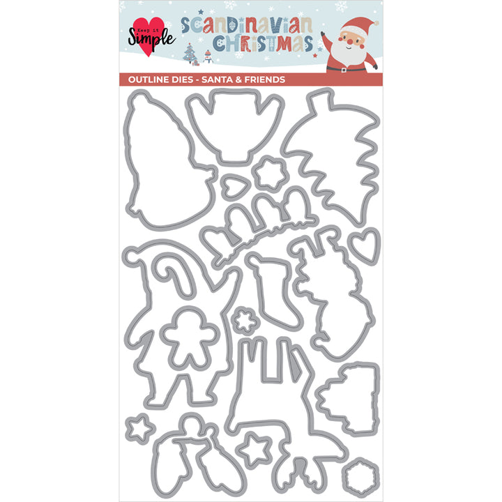 Scandinavian Christmas - Santa &amp; Friends - Outline Dies